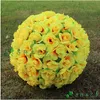 12 " ~16 " Elegant Artificial Silk Roses Flowers Kissing Ball 10 Colors For Wedding Christmas Ornaments Party Decoration Supplies