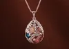 Chimes Sapphire necklace Mexican Bola All drilling Hollow water droplets pendant necklace Rose Crystal Long Necklace