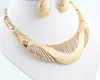 African Jewelry Statement Necklace Ring Earring Bracelet Crystal Wedding Bridal Fashion Beautiful 18K Gold Plated Jewelry Sets