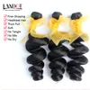 4 Pcs Muito 8-30 Polegada Onda Solta Malaio Virgem Encaracolado Grau 7A Não Transformados Cabelo Humano Weave Bundles Extensões Pretas Naturais Traços Duplos