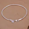 Classic Man Woman 3 mm 4 mm 8 pulgadas de largo 925 Pulsera de cadena de encanto de serpiente plateada Envío gratis 10 piezas / lote