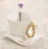 Tasse pour les amoureux cadeaux de fête de mariage créatif romantique en forme de coeur tasse en céramique Couple tasse à café soucoupe amour confession fournitures de mariage C02