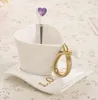 Tasse pour les amoureux cadeaux de fête de mariage créatif romantique en forme de coeur tasse en céramique Couple tasse à café soucoupe amour confession fournitures de mariage C02