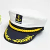 Wholesale- New 2015 Vintage  New Korean Style Men Flat  Caps Uniform Captain Skipper Sailor Caps Hats Black White Red