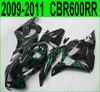 Kit de carénage de moulage par injection pour Honda CBR600RR 2009 2010 2011 flammes vertes en noir pièces de rechange CBR 600RR 09 10 11 ensemble de carénages YR32