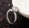 Brudbröllop smycken mode kristall ring kubik zirconia ringar rhinestone silverpläterad ring för kvinnor förlovnings party smycken