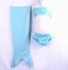 Prettybaby 2016 tjejer barn lite sjöjungfru svans bikini set swimmerbar simning baddräkt kostym 3st set swimwear 4 färger