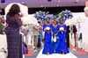 Royal Blue Mermaid Bridesmaid Klänningar med 3/4 Långärmade TAFAFETA LACE Maid of Honor Dress Wedding Party Dresses Prom Gowns 2015