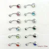 Hot Fashion Navel Bars Stainless Steel Crystal Ball Barbell Curved Belly Button Rings Body Piercing Jewelry