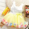 Summer Toddler Girls Dress Rose Flower Colorful petals Gauze Baby Tutu Dresses Sleeveless Kids Vest Princess Dress 2015 Costumes TR101