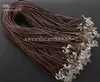 MIC NEW 100PCSLOT COFFEE REAL LEATHER NECKLACE CORD W CLASPS 185quot smyckesfyndkomponenter8220277