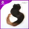 Ombre Clip In Hair Extensions 1sets / Lot Ombre Clip In Hair Extensions Human Hair Färg T8 Sliver Grå Clip In Human Hair