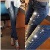 Jeans strappati nuovi jeans strappati lunghi pantaloni jeans strass con fori matita pantaloni leggings donna per le donne