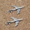 ALOY AIRPLANE CHARMIS Wisianty do biżuterii Making Branslet Naszyjnik DIY Akcesoria 16x22mm zabytkowe srebrne 200pcs A-115280T