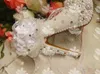 Eleganti scarpe da sposa da sposa con applicazioni in pizzo con perline Rhienstone Party Prom Shoes Scarpe da damigella d'onore bianche da donna