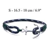 tom hope bracelet 4 size Handmade Southern Green thread rope chains stainless steel anchor charms bangle with box and TH112619513