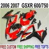 Kit carena di alta qualità per SUZUKI GSXR600 GSXR750 06 07 Set carene K6 nero rosso GSX-R 600 750 2006 2007 LL39