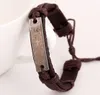 Braccialetti intrecciati in pelle fatti a mano con cinturino in acciaio al titanio con croce bibbia Braccialetti da uomo in canapa da donna Elegante nuovo arrivo marrone nero 24 pezzi