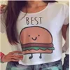 2019 Nya casual skördetoppar Kvinnor Summer Round Neck Best Friends Print Shirts Fashion Kort ärm tryckt Skjorta Kvinna QL820