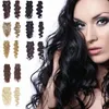 Оптовая продажа-5A 12 "- 26", 8шт необработанные бразильские волосы Реми тела волны клип в волосы Реми человеческих волос расширения, 1B# натуральный черный, 100г / компл.,