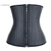 Plus Size Latex Underbust Corset for Women Spiral Steel Boned Rhinestone Decorative Zipper Waist Trainer Cincher