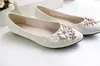 Ivory Flower Wedding Shoes Lace Handmade 2015 Bridal Shoes Cheap Custom Made Heel Height Flat Women Shoes for Wedding Bridesmaid Shoes