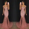 Gorgeous Sparkly V-Neck Syrenka Formalne Pagewne Suknie LXUXRY Crystal Zroszony Prom Dress Major Beading Split Sweep Pociąg Suknia