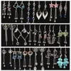 Anti allergie cristal glands boucles d'oreilles fleur papillon paon amour coeur suspendus longues boucles d'oreilles boîte emballée mixte 20 style 20 paires/lot