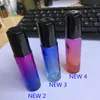 在庫あり！カラフルなガラスロールのボトル10ml（1/3oz）エッセンシャルオイル空のアロマテラピー香水びん金属ローラーボール卸売600pcs /ロット