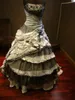 Spectacular Black and White Vintage Gothic Wedding Dresses 2018 New Real Pictures Strapless Cascading Ruffle Lace Crystals Bridal Gowns