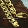 18ct gul guldfyllda ringar Curb Chain Mens Solid Armband Bangle Smycken B149