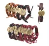 Europa och United Fashion Chain States 12 Zodiac Par Twine Vävning Handgjorda Äkta Läder Armband Små Smycken