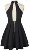 Elastic Silk like Satin Sexy Short Summer Party Dresses Mini Black Cocktail Dress Halter Zipper Back Pleats Cheap