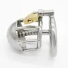Male Stainless Steel Chastity Device Short Size Locking Cock Cage with Urethral Tube CD0255288711