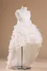 2016 White Princess Flower Girl Pageant Abiti Bambini Tulle Piano Lunghezza Comunione Abito da festa nuziale