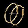 Smooth Solid 18k Yellow Gold Filled Hoop Earrings for Women Large Big Loop Circle Earring Fashion Jewelry