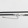 Beadsnice colar de couro colar de amizade cordão de couro preto com prata banhado a lagosta fecho colar ajustável para as mulheres ID 24500