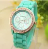 Fashion Colorful Shadow Geneva 3 yeux Crystal Diamond Jelly Rubber Silicone regarder unisexe Men Femmes Quartz Candy Jelly Montres 7523524