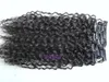 new style Mongolian human curly hair weft clip in hair extensions unprocessed curly natural black color human extensions can be dyed