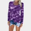 Kobiety z długim rękawem Kamuflaż koszulki Topy Camo Koszulki Casual Bluzka Topy Lady Loose T-shirt 10 sztuk Ljjo3548