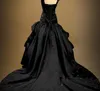 Latest Design Real Photo Ball Gown Wedding Dresses 2019 Shiny Black Custom Made Tie Up Princess Long Formal Gowns Top Selling Taffeta Modern