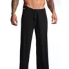 Groothandel-mannelijke 4 kleur zijdeachtige losse casual broek ademend casual broek trekkoord mannen sport yoga broek mannen lounge broek pyjama broek