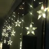 120led 3m * 0,6m gardin icicle sträng ljus jul trädgård fem-spetsiga stjärnlampor bröllopsfest dekorationer