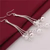 Brand new sterling silver plated Three lines more beads earrings DFMSE006,women's 925 silver Dangle Chandelier earrings 10 pairs a lot