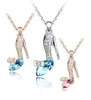 New Pendant Necklaces Austrian Crystal Cinderella Crystal Shoes Pendants 925 Stering Silver 18k Gold Plated Chains Fashion Jewelry 10 Colors