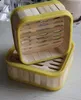 Bamboo Steamer with lid bento lunch box Healthy Cooker food container 7.2inch square with plastic wrapper Rice Pasta fish