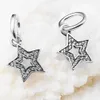 Dangle Star Symbol of Aspiration with Clear CZ 100% 925 Sterling Silver Beads Fit Pandora Charms Bracelet Authentic DIY Fashion Jewelry