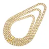 Hip Hop Jewelry ICED OUT 18K Gold Plated Full Rhinestone Curb Miami Cuban Link Chain Necklace Men Bling Rapper Accessories 4 Size Length