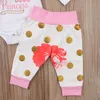Baby Girl Clothes Set 2018 Spring Autumn Newborn Kids Daddy's Princess Letter Romper + Dot Flower Pants + Hat 3PCS Girls Clothing Set 0-24M