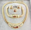 Novo design de moda colares pulseiras brincos anéis jóias australiana cristal banhado a ouro conjuntos de joias208i